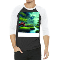 Digital Painting Scene Of A Realistic Jungle And L 3/4 Sleeve Shirt | Artistshot