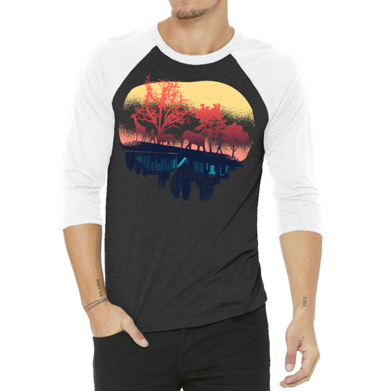 Nature And City Reflection Humor 3/4 Sleeve Shirt | Artistshot