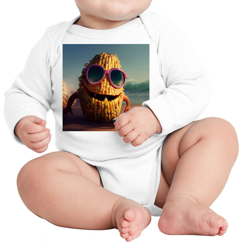 Smiling Corn Creature Long Sleeve Baby Bodysuit by TheDol | Artistshot