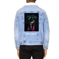 Palm Print White Skeletton Unisex Sherpa-lined Denim Jacket | Artistshot