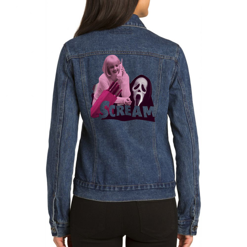 Scream With Girl Ladies Denim Jacket by jhonbar | Artistshot