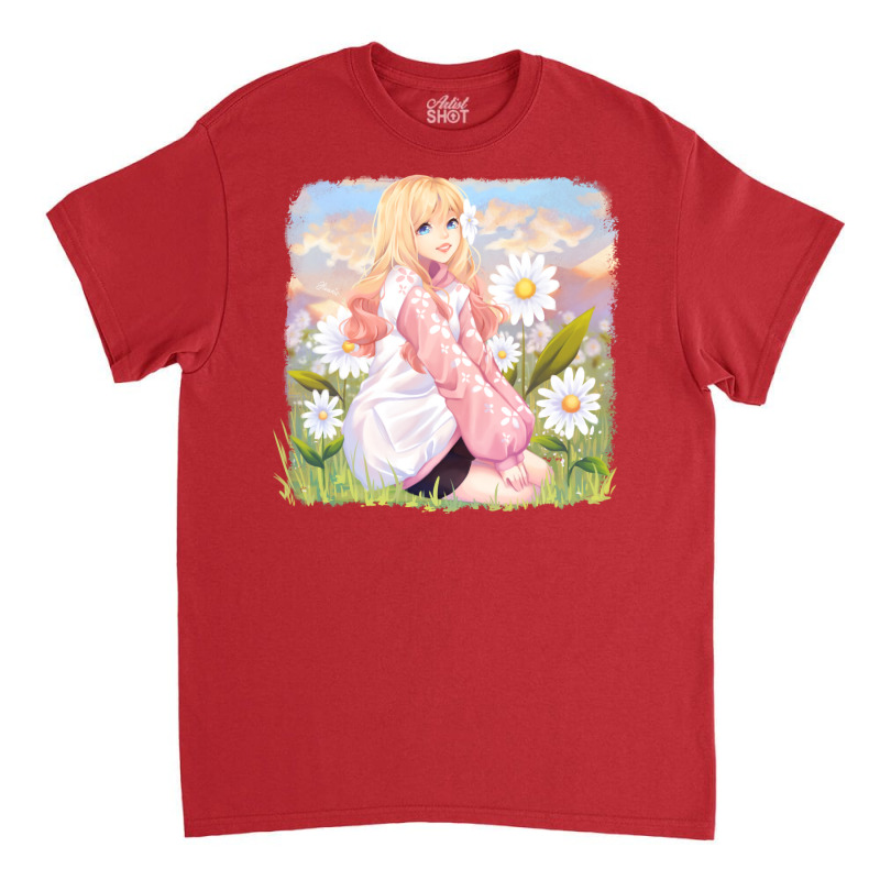 Flower Field Xi Yui Red Classic T-shirt by abataymunaevj | Artistshot