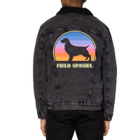 Field Spaniel Vintage Sunset Dog Cute Aesthetic Unisex Sherpa-lined Denim Jacket | Artistshot