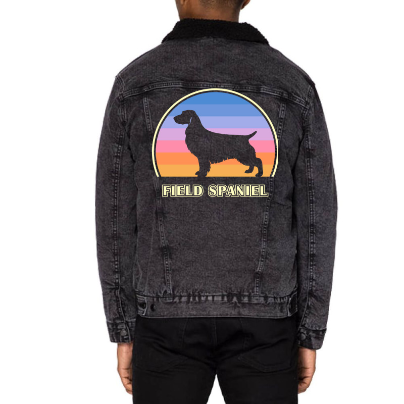 Field Spaniel Vintage Sunset Dog Cute Aesthetic Unisex Sherpa-Lined Denim Jacket by soyefkettieu | Artistshot