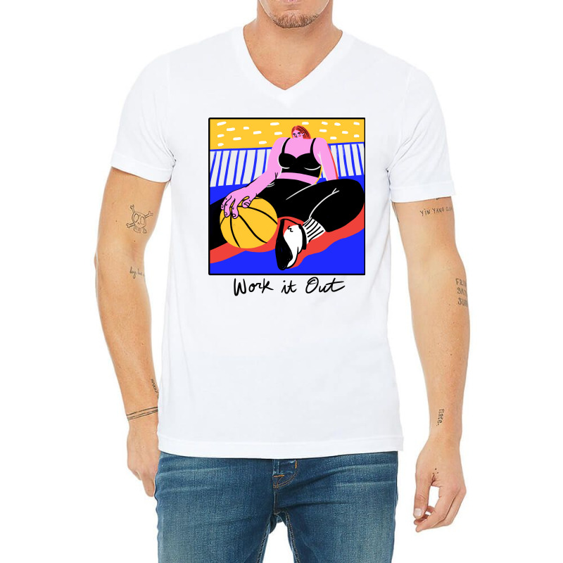 Work It Out Retro V-Neck Tee by eialmanuter | Artistshot