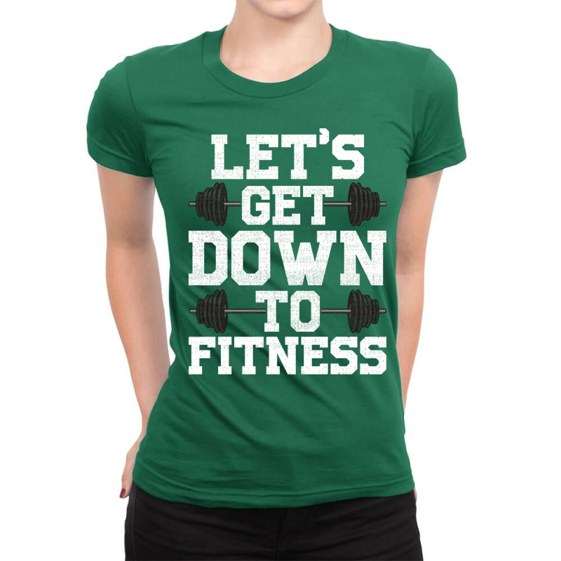 Lets Get Down To Fitness Work Out Gym Exercise Gif Ladies Fitted T-Shirt by kalkfavini2 | Artistshot