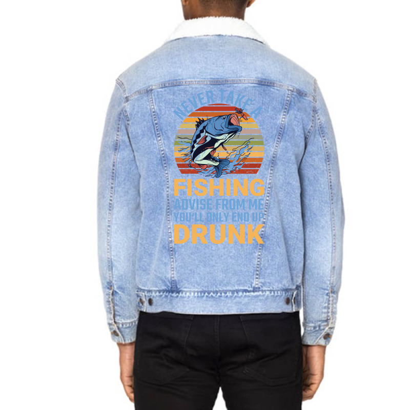 Angler Nevert Take A Fishing Advise Fisch Angeln C Unisex Sherpa-Lined Denim Jacket by nanedohoomae | Artistshot