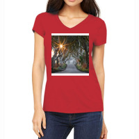 The Dark Hedges  County Antrim  Northern Ireland Women's V-neck T-shirt | Artistshot