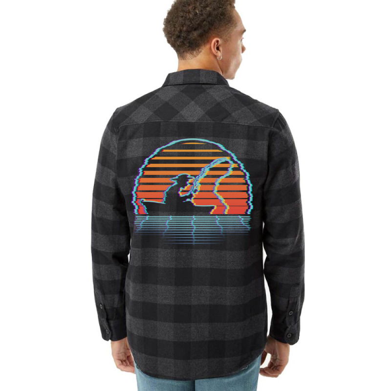 Fishing Vaporwave Fisherman Retro Synthwave Boy Flannel Shirt | Artistshot