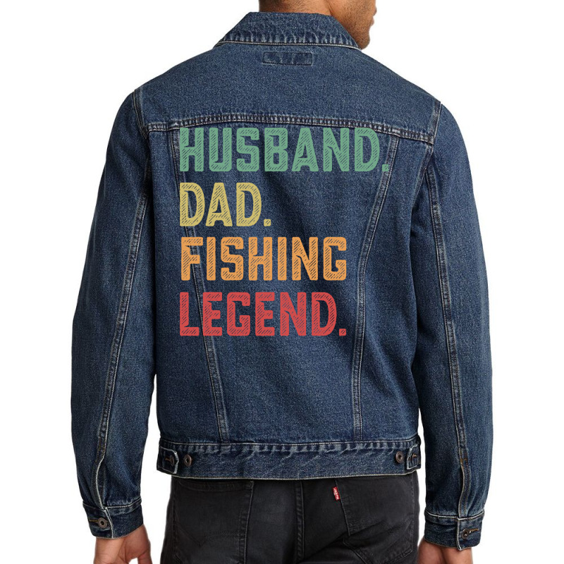 Husband Dad Fishing Legend Fisher 70s Men Denim Jacket by orriabijli6 | Artistshot