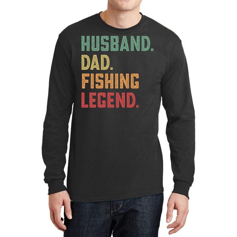 Husband Dad Fishing Legend Fisher 70s Long Sleeve Shirts by orriabijli6 | Artistshot