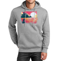 Sunset And Fishing View Landscape Blue Unisex Hoodie | Artistshot