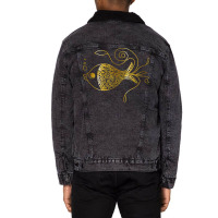 Unique Golden Floral Fish Girl Unisex Sherpa-lined Denim Jacket | Artistshot