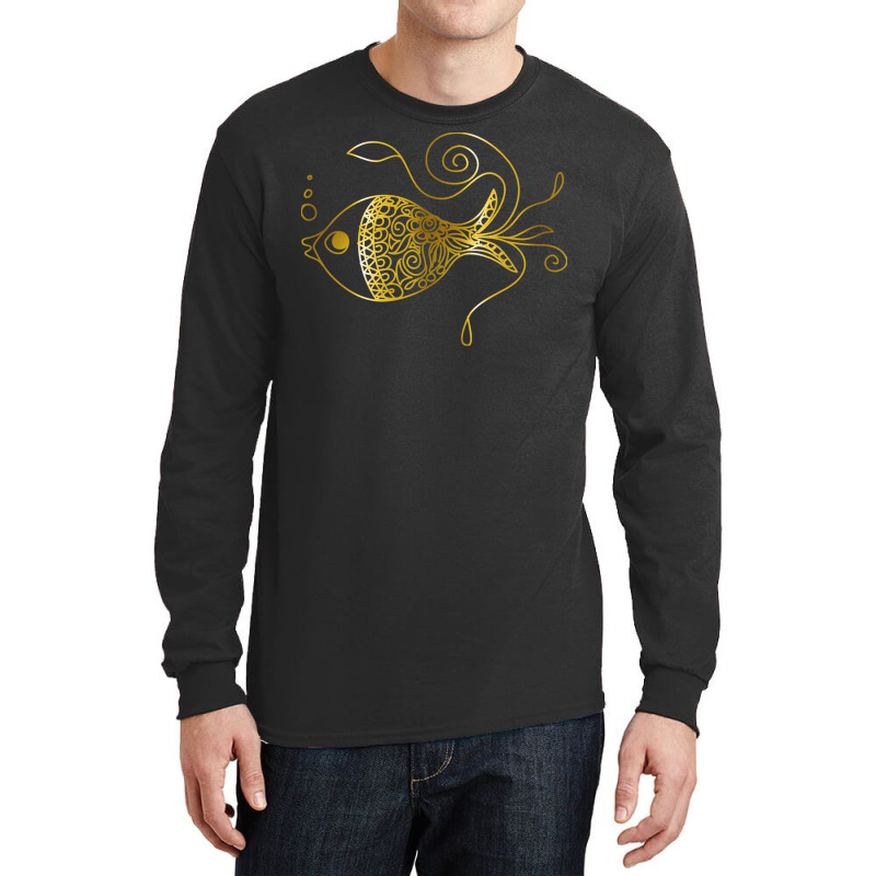 Unique Golden Floral Fish Girl Long Sleeve Shirts by orriabijli6 | Artistshot