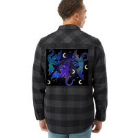 Night Sky Dragons Flying Flannel Shirt | Artistshot