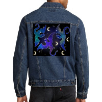 Night Sky Dragons Flying Men Denim Jacket | Artistshot