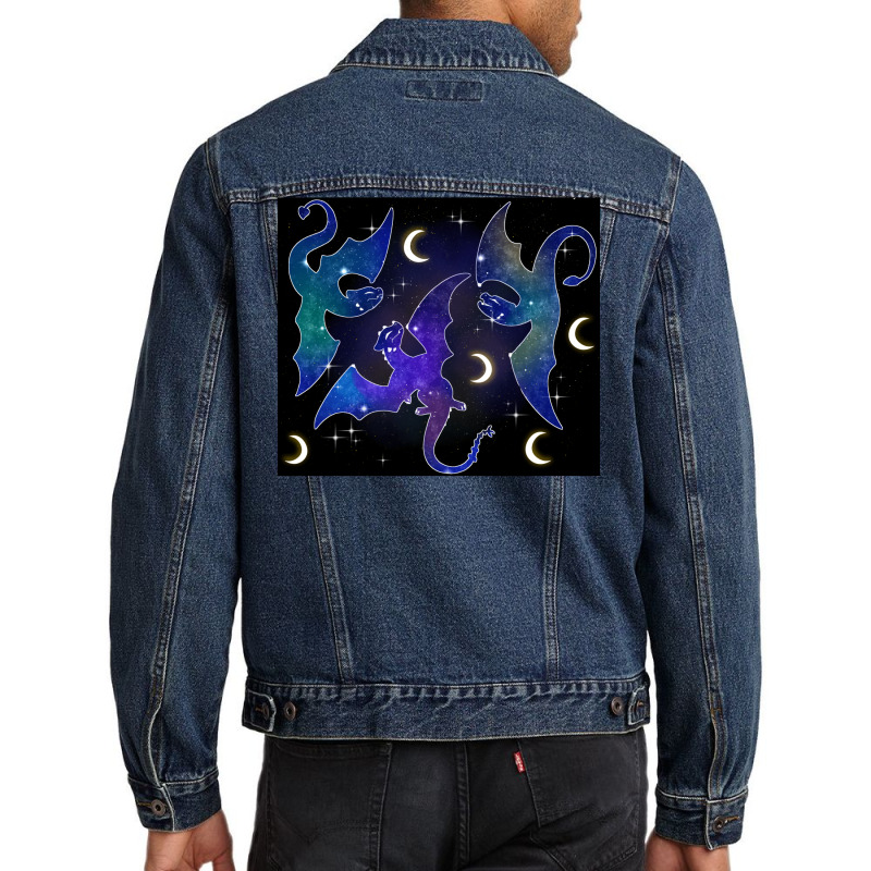 Night Sky Dragons Flying Men Denim Jacket by ferrarperishc | Artistshot