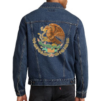 Vintage Distressed Coat Of Arms Of Mexico Men Denim Jacket | Artistshot