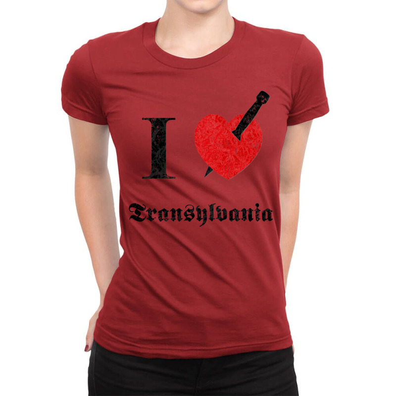 I Love Transylvania (black Eroded Font) Ladies Fitted T-Shirt by easontatgeg | Artistshot