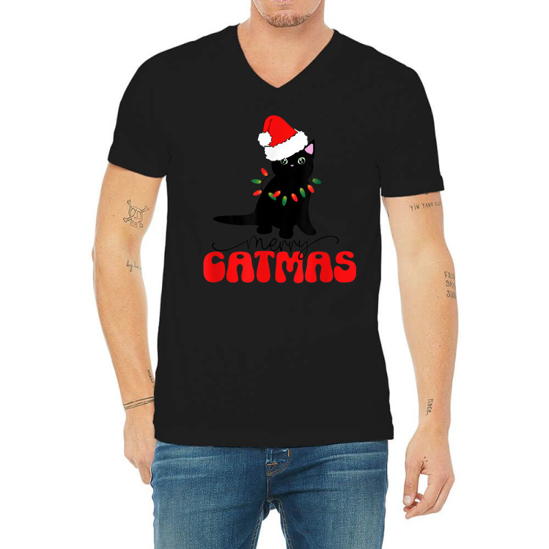 Christmas Cat Merry Catmas Cute Christmas V-neck Tee | Artistshot