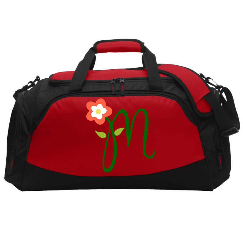 Letter M With Flower Active Duffel | Artistshot