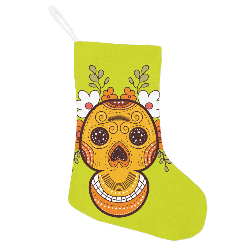 Orange Skull Holiday Stocking | Artistshot