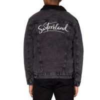 Switzerland Script Unisex Sherpa-lined Denim Jacket | Artistshot