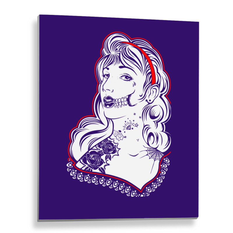 Sugar Skull Women White Metal Print Vertical | Artistshot