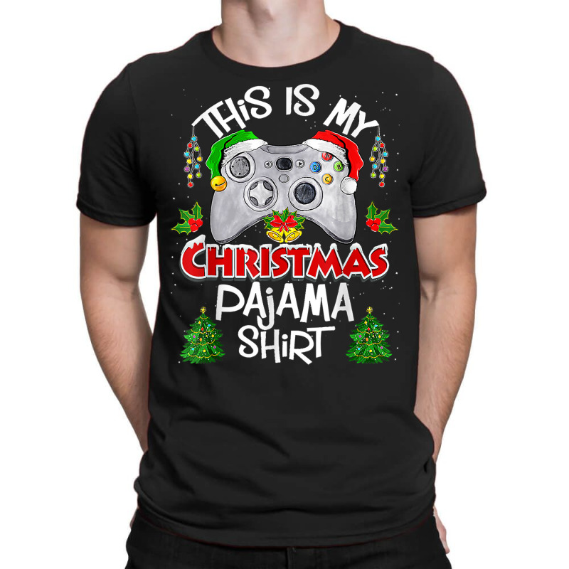 This Is My Christmas Pajama Santa Hat Gamer Video T-shirt | Artistshot