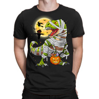 Dinosaur T Rex Mummy Pumpkin With Moon Halloween C T-shirt | Artistshot