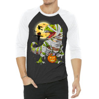 Dinosaur T Rex Mummy Pumpkin With Moon Halloween C 3/4 Sleeve Shirt | Artistshot