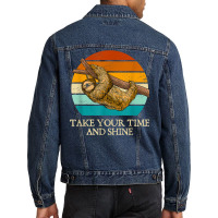 Take Your Time And Shine Sloth Lover Motivational Men Denim Jacket | Artistshot