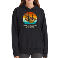 Take Your Time And Shine Sloth Lover Motivational Vintage Hoodie | Artistshot