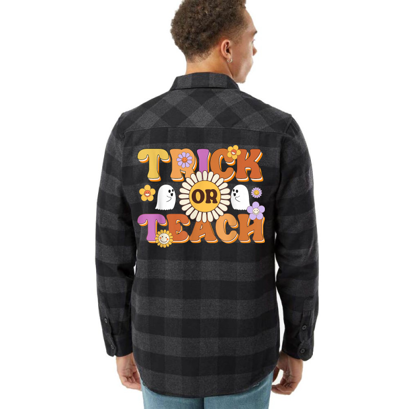 Retro Trick Or Teach Ghost Teacher Halloween Costu Flannel Shirt | Artistshot