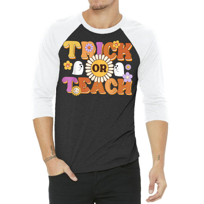 Retro Trick Or Teach Ghost Teacher Halloween Costu 3/4 Sleeve Shirt | Artistshot