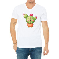 Sunset Smile Of Funny Cactus Flowerpot V-neck Tee | Artistshot