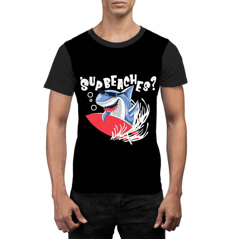 Sup Beaches Funny Shark Summer Beach Graphic T-shirt by nokwqaart | Artistshot