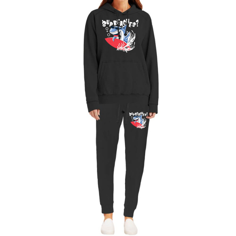 Sup Beaches Funny Shark Summer Beach Hoodie & Jogger set by nokwqaart | Artistshot