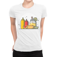 Hotdog Ketchup And Lemonade 80s Ladies Fitted T-shirt | Artistshot