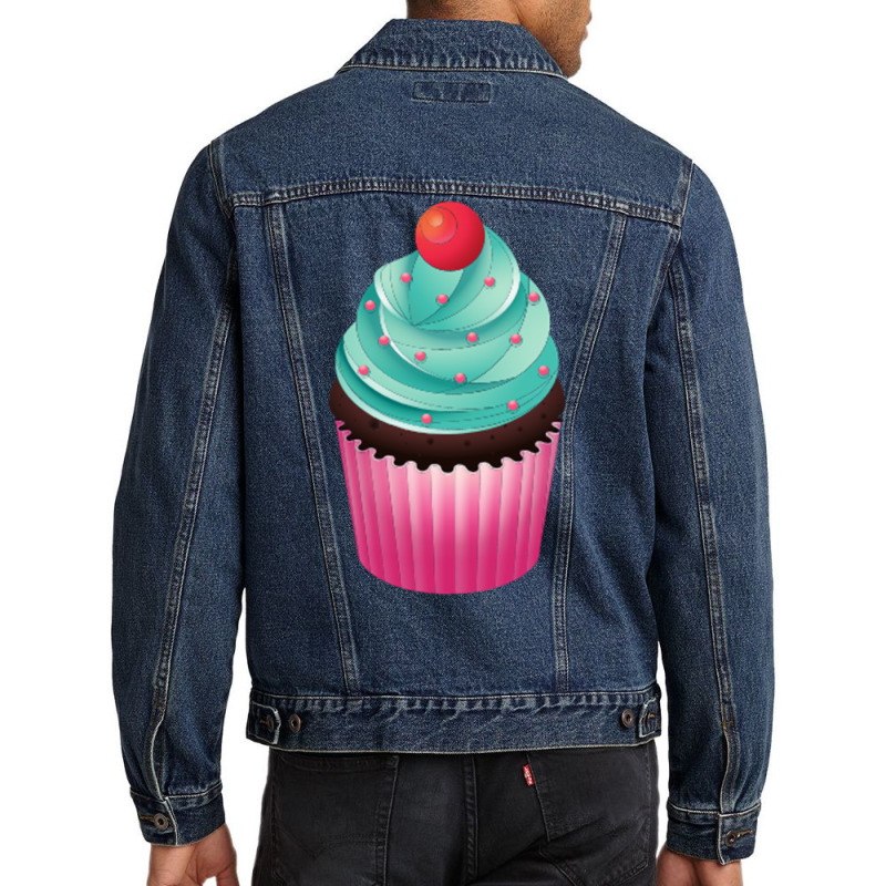 Cupcake Cherry On Top Yellow Men Denim Jacket | Artistshot