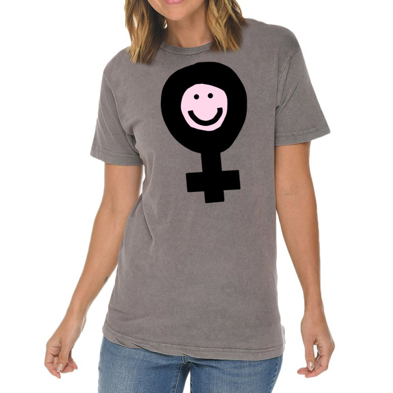 Female Smile For Minimal Feminism Music Vintage T-Shirt by omakatetterl | Artistshot