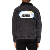 Capitalism And Feminism Cant Coexist Hipster Unisex Sherpa-lined Denim Jacket | Artistshot