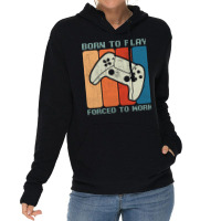 Born To Play Forced To Work Gaming Hipster (1) Lightweight Hoodie | Artistshot