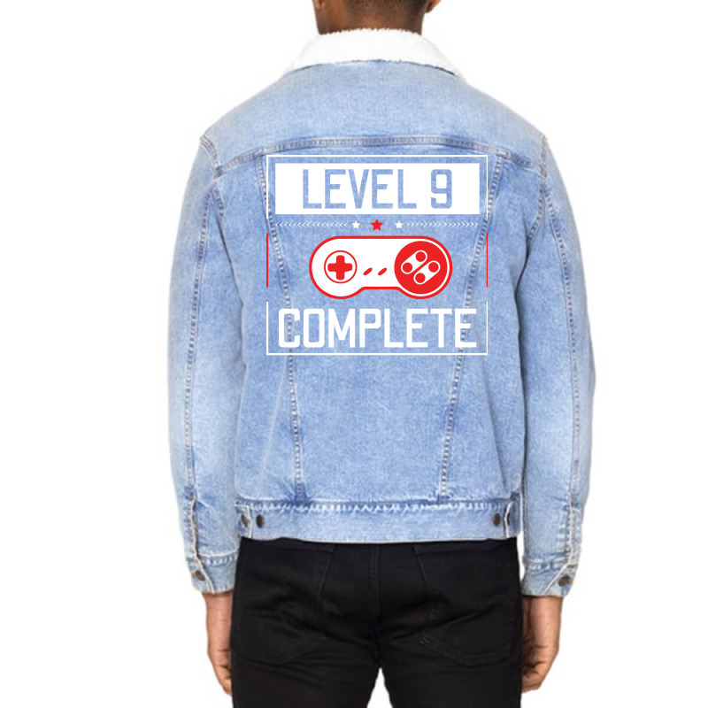 Level 9 Complete 9th Birthday Year Old Gamer Gift Unisex Sherpa-Lined Denim Jacket by rosyambilolf | Artistshot