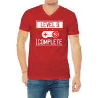 Level 9 Complete 9th Birthday Year Old Gamer Gift V-neck Tee | Artistshot