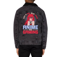 Just A Girl Who Loves Anime And Gaming Music Unisex Sherpa-lined Denim Jacket | Artistshot