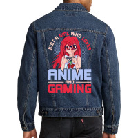 Just A Girl Who Loves Anime And Gaming Music Men Denim Jacket | Artistshot