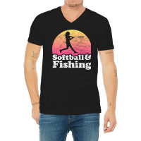 Softball And Fishing Gift For Softball Players Fan V-neck Tee | Artistshot