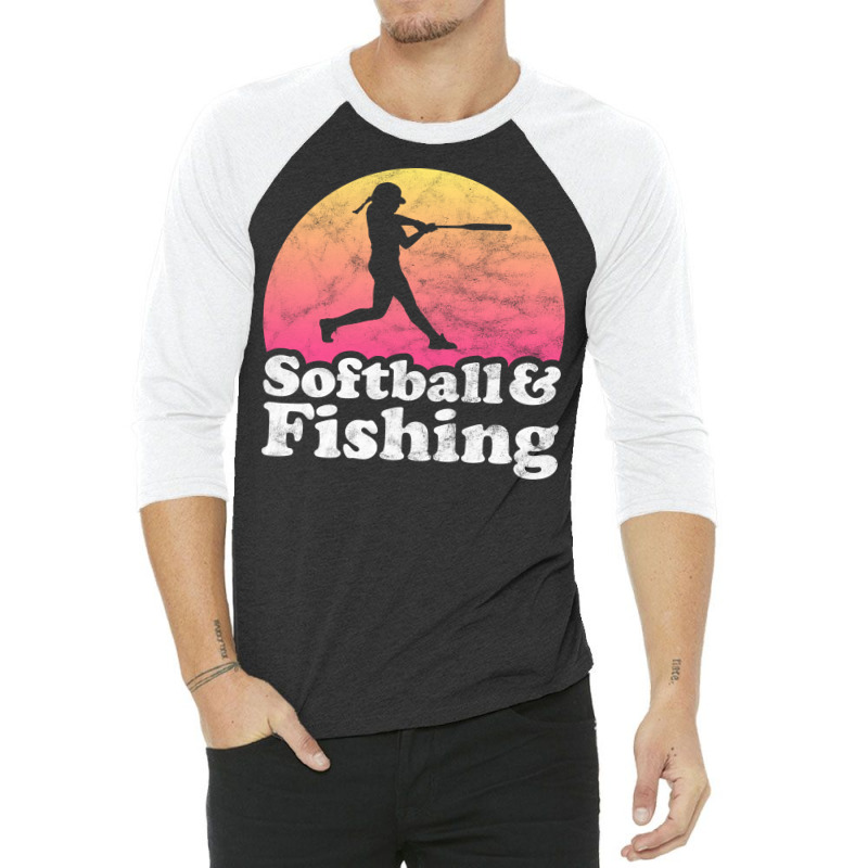 Softball And Fishing Gift For Softball Players Fan 3/4 Sleeve Shirt | Artistshot