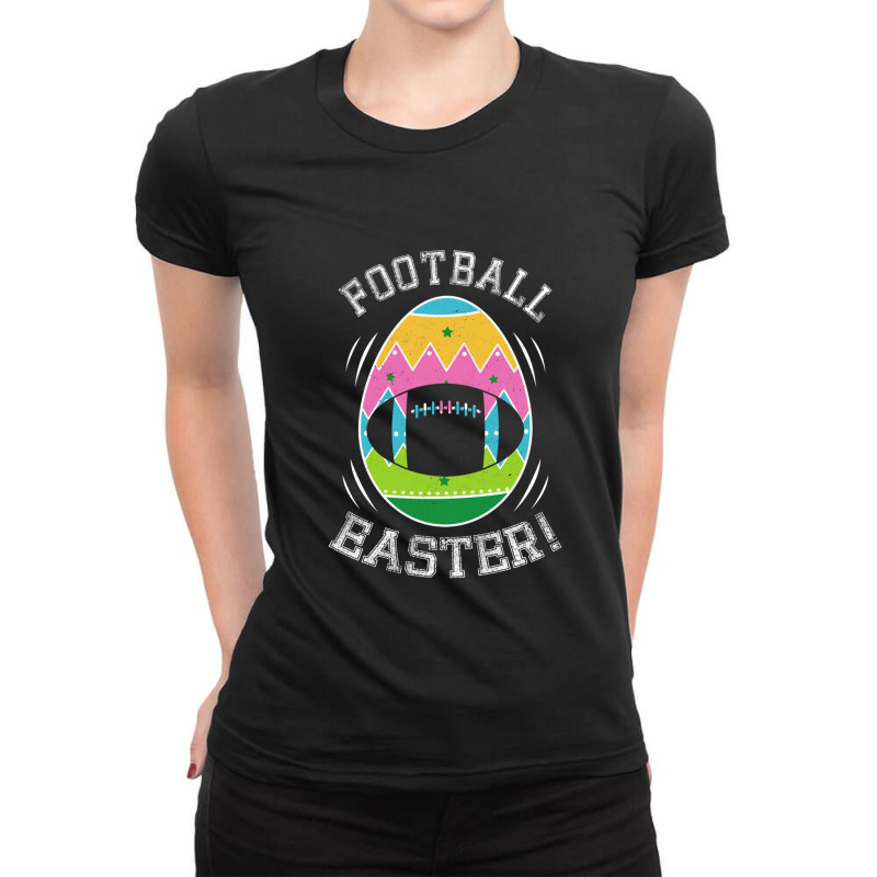 Distressed Egg Football Player Lover Happy Easter  Ladies Fitted T-Shirt by DIANECULERIE | Artistshot